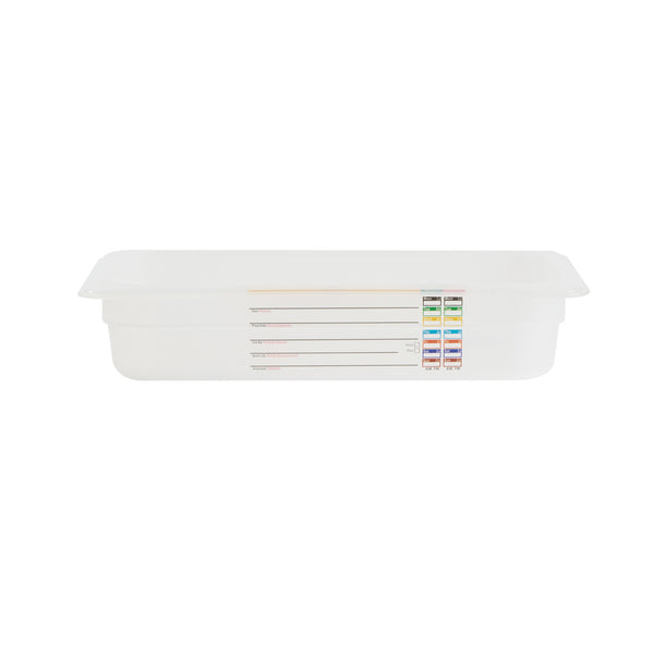 Restaurantware Met Lux Rectangle White Polypropylene 1/3 Size Food Pan - 2.5" Deep With Label - 10 Count Box