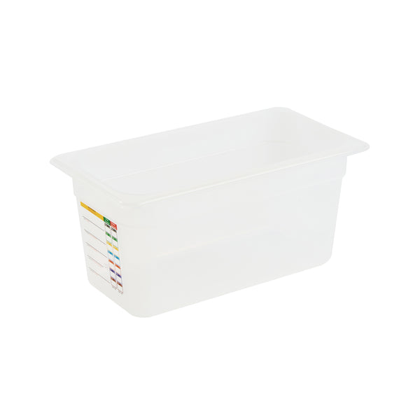 Restaurantware Met Lux Rectangle White Polypropylene 1/3 Size Food Pan - 6" Deep With Label - 10 Count Box