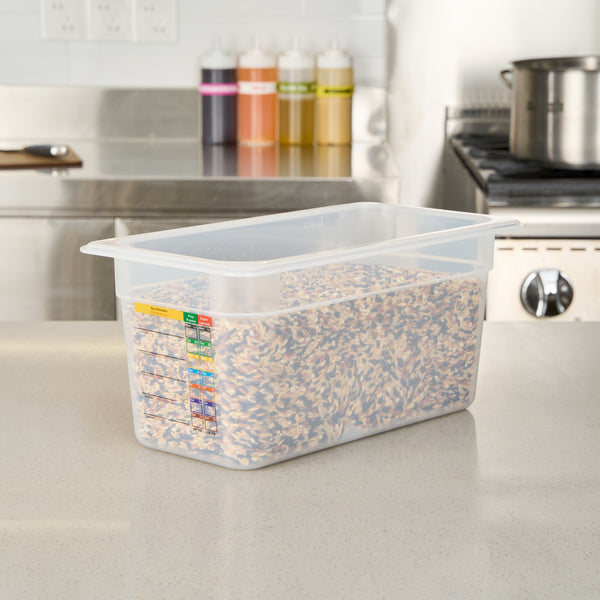 Restaurantware Met Lux Rectangle White Polypropylene 1/3 Size Food Pan - 6" Deep With Label - 10 Count Box