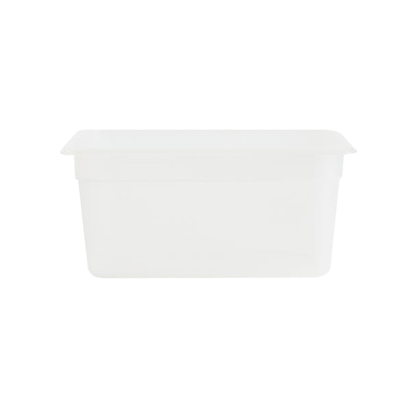 Restaurantware Met Lux Rectangle White Polypropylene 1/3 Size Food Pan - 6" Deep With Label - 10 Count Box