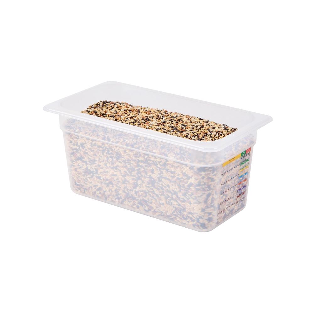 restaurantware Met Lux Rectangle White Polypropylene 1/3 Size Food Pan - 6" Deep with Label - 10 count box