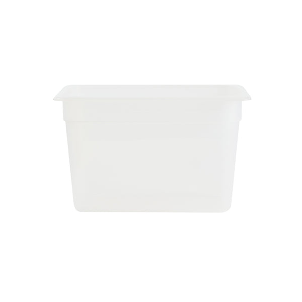 Restaurantware Met Lux Rectangle White Polypropylene 1/3 Size Food Pan - 8" Deep With Label - 10 Count Box