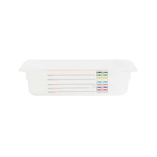Restaurantware Met Lux Rectangle White Polypropylene 1/4 Size Food Pan - 2.5" Deep With Label - 10 Count Box