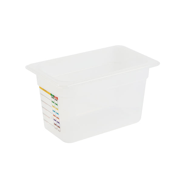 Restaurantware Met Lux Rectangle White Polypropylene 1/4 Size Food Pan - 6" Deep With Label - 10 Count Box