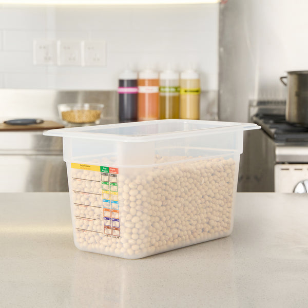 Restaurantware Met Lux Rectangle White Polypropylene 1/4 Size Food Pan - 6" Deep With Label - 10 Count Box