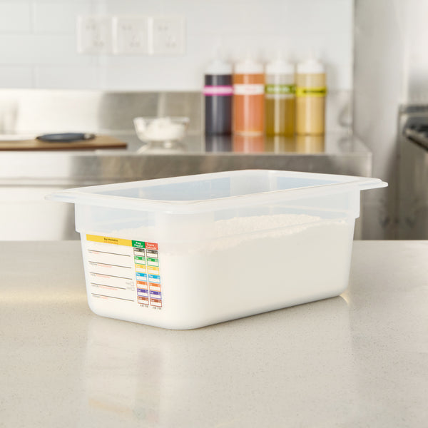 Restaurantware Met Lux Rectangle White Polypropylene 1/4 Size Food Pan - 4" Deep With Label - 10 Count Box