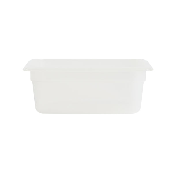 Restaurantware Met Lux Rectangle White Polypropylene 1/4 Size Food Pan - 4" Deep With Label - 10 Count Box