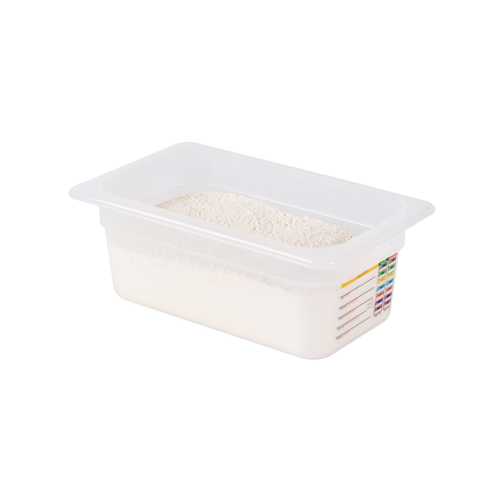 restaurantware Met Lux Rectangle White Polypropylene 1/4 Size Food Pan - 4" Deep with Label - 10 count box