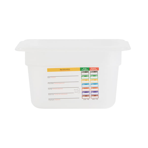 Restaurantware Met Lux Rectangle White Polypropylene 1/9 Size Food Pan - 4" Deep With Label - 10 Count Box