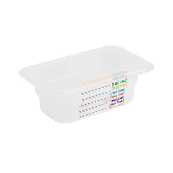 Restaurantware Met Lux Rectangle White Polypropylene 1/9 Size Food Pan - 2.5" Deep With Label - 10 Count Box