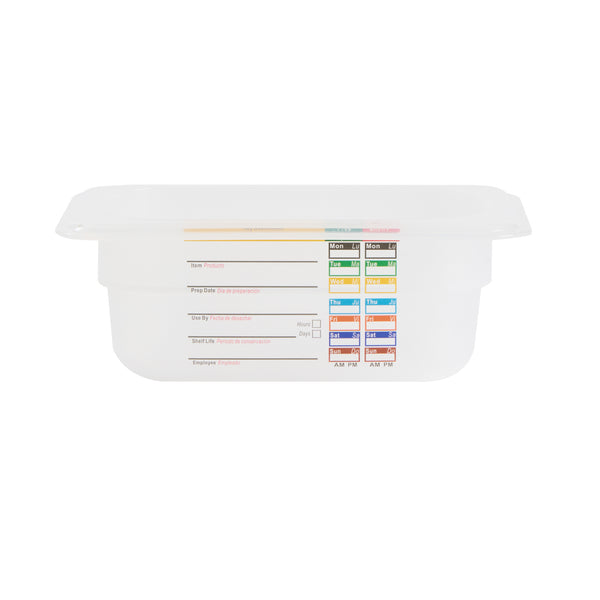 Restaurantware Met Lux Rectangle White Polypropylene 1/9 Size Food Pan - 2.5" Deep With Label - 10 Count Box