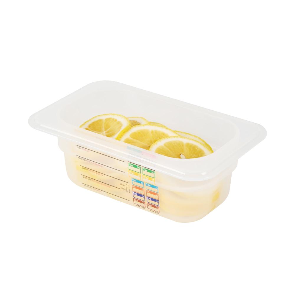 restaurantware Met Lux Rectangle White Polypropylene 1/9 Size Food Pan - 2.5" Deep with Label - 10 count box