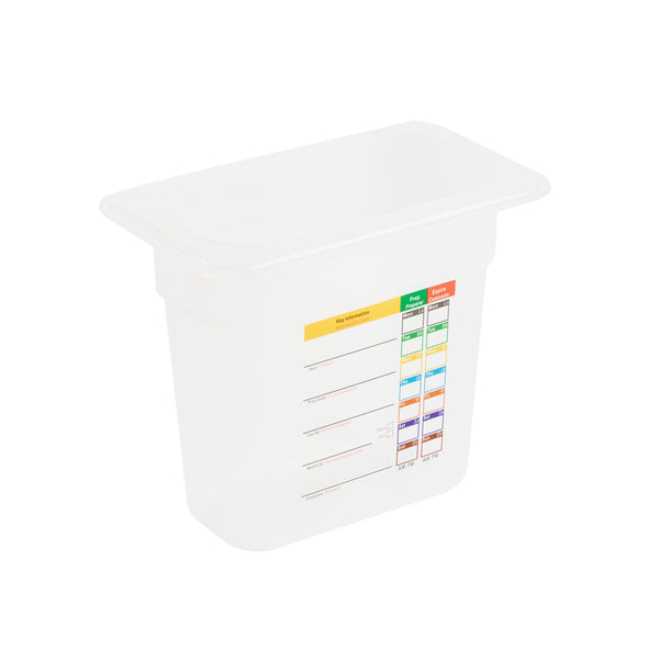 Restaurantware Met Lux Rectangle White Polypropylene 1/9 Size Food Pan - 6" Deep With Label - 10 Count Box
