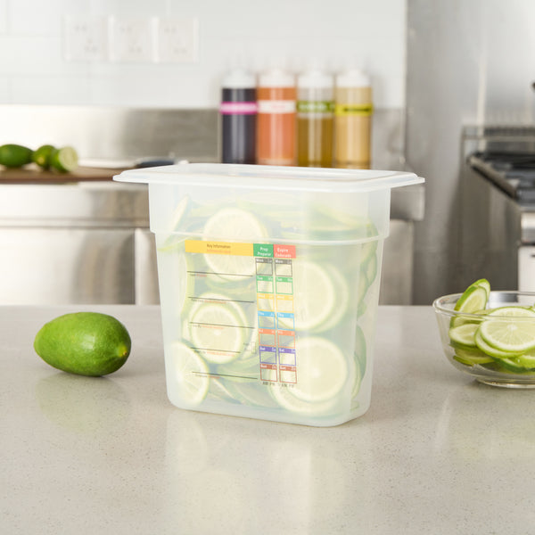 Restaurantware Met Lux Rectangle White Polypropylene 1/9 Size Food Pan - 6" Deep With Label - 10 Count Box