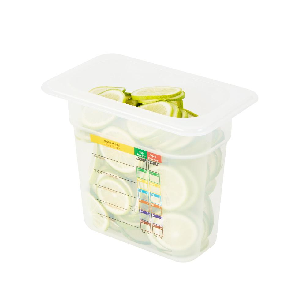 restaurantware Met Lux Rectangle White Polypropylene 1/9 Size Food Pan - 6" Deep with Label - 10 count box