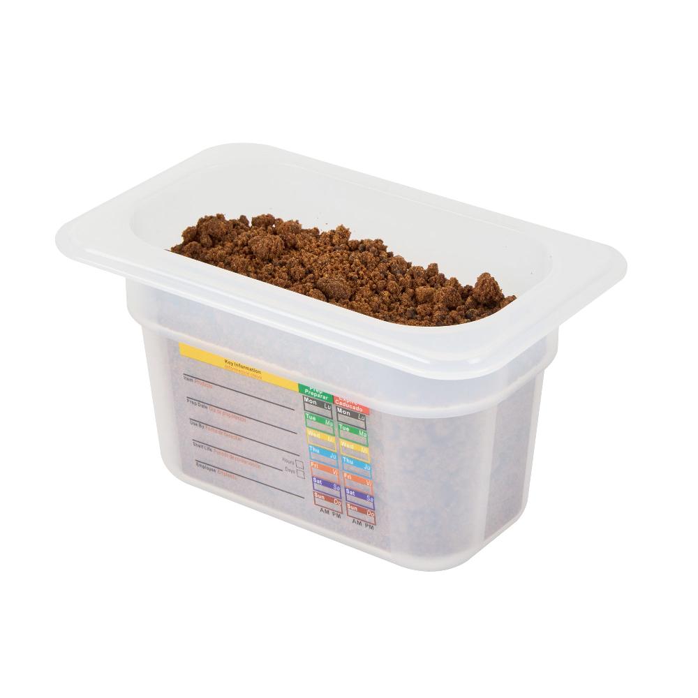 restaurantware Met Lux Rectangle White Polypropylene 1/9 Size Food Pan - 4" Deep with Label - 10 count box