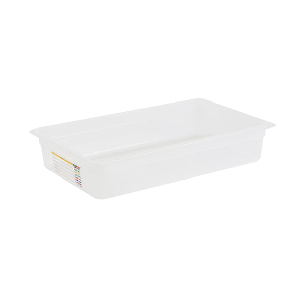 Restaurantware Met Lux Rectangle White Polypropylene Full Size Food Pan - 4" Deep With Label - 10 Count Box