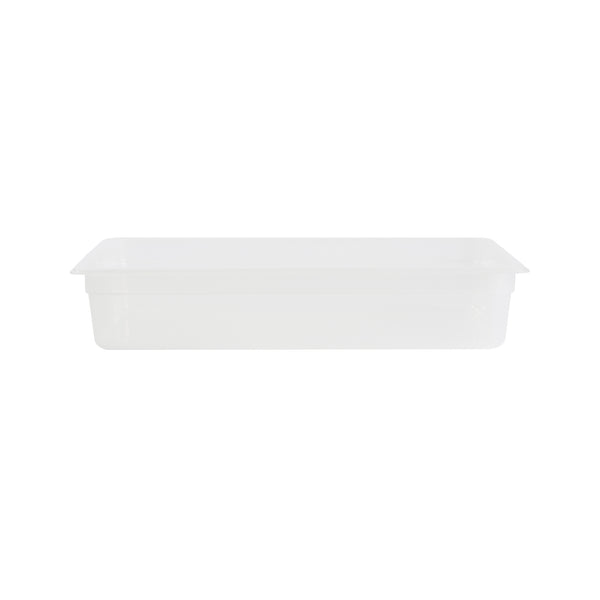 Restaurantware Met Lux Rectangle White Polypropylene Full Size Food Pan - 4" Deep With Label - 10 Count Box