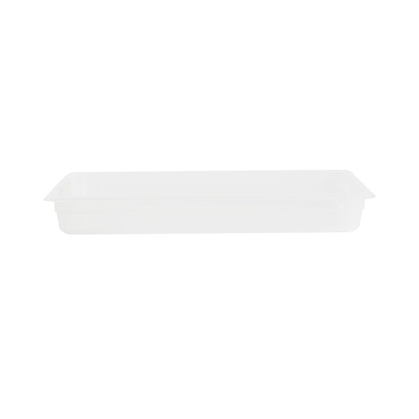 Restaurantware Met Lux Rectangle White Polypropylene Full Size Food Pan - 2.5" Deep With Label - 10 Count Box