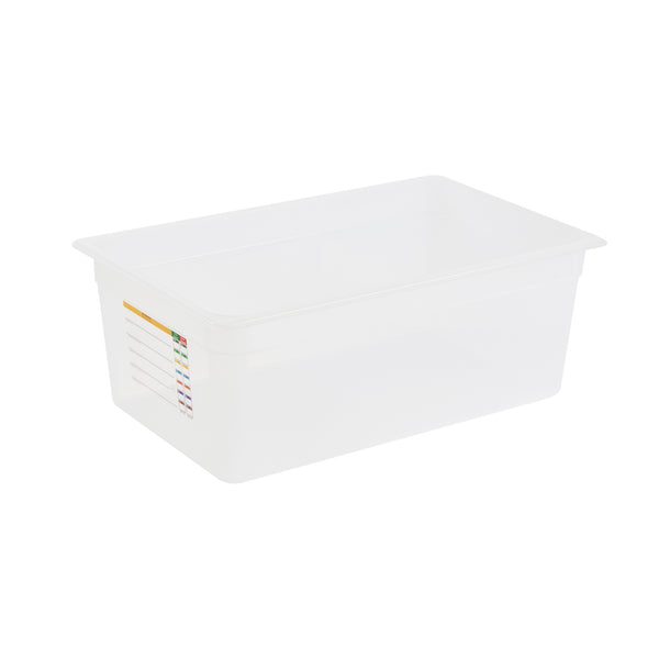 Restaurantware Met Lux Rectangle White Polypropylene Full Size Food Pan - 8" Deep With Label - 10 Count Box