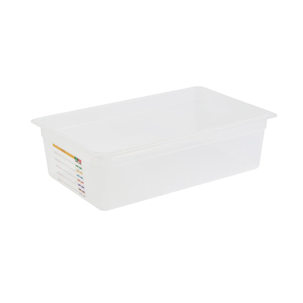 Restaurantware Met Lux Rectangle White Polypropylene Full Size Food Pan - 6" Deep With Label - 10 Count Box