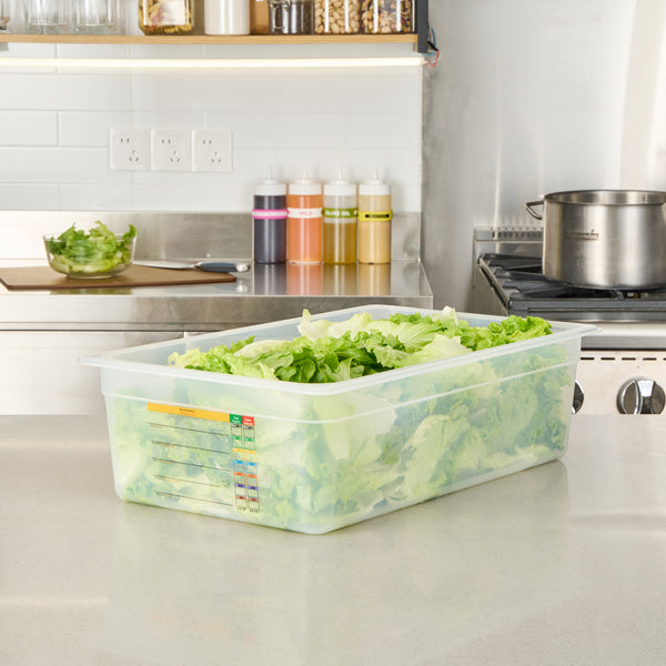 Restaurantware Met Lux Rectangle White Polypropylene Full Size Food Pan - 6" Deep With Label - 10 Count Box