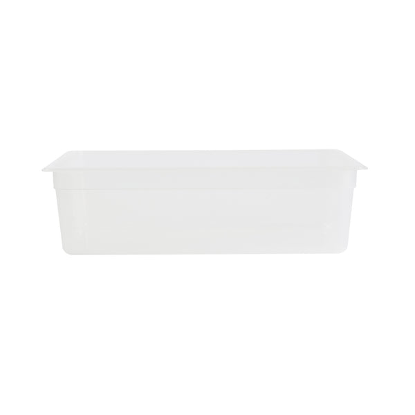 Restaurantware Met Lux Rectangle White Polypropylene Full Size Food Pan - 6" Deep With Label - 10 Count Box