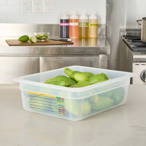 Restaurantware Met Lux Rectangle White Polypropylene Half Size Food Pan - 4" Deep With Label - 10 Count Box