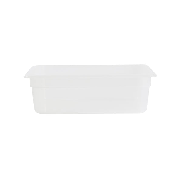 Restaurantware Met Lux Rectangle White Polypropylene Half Size Food Pan - 4" Deep With Label - 10 Count Box