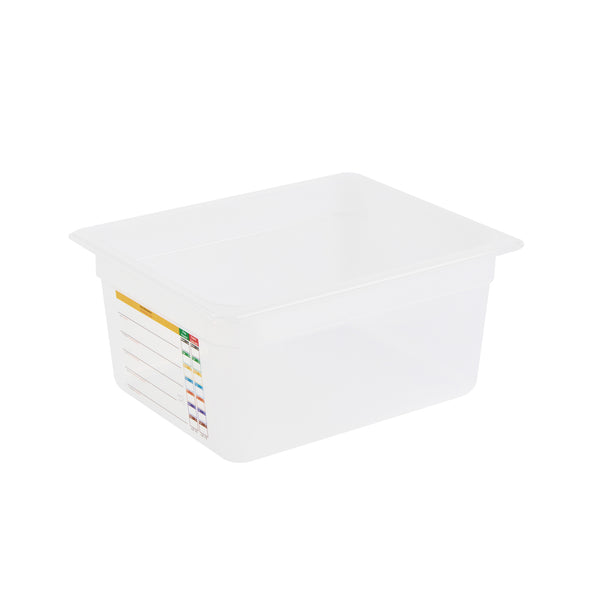 Restaurantware Met Lux Rectangle White Polypropylene Half Size Food Pan - 6" Deep With Label - 10 Count Box