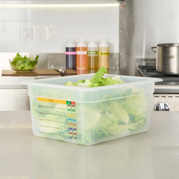 Restaurantware Met Lux Rectangle White Polypropylene Half Size Food Pan - 6" Deep With Label - 10 Count Box