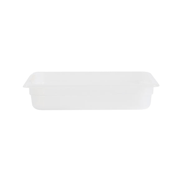 Restaurantware Met Lux Rectangle White Polypropylene Half Size Food Pan - 2.5" Deep With Label - 10 Count Box
