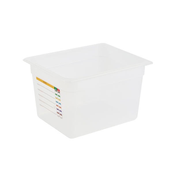 Restaurantware Met Lux Rectangle White Polypropylene Half Size Food Pan - 8" Deep With Label - 10 Count Box