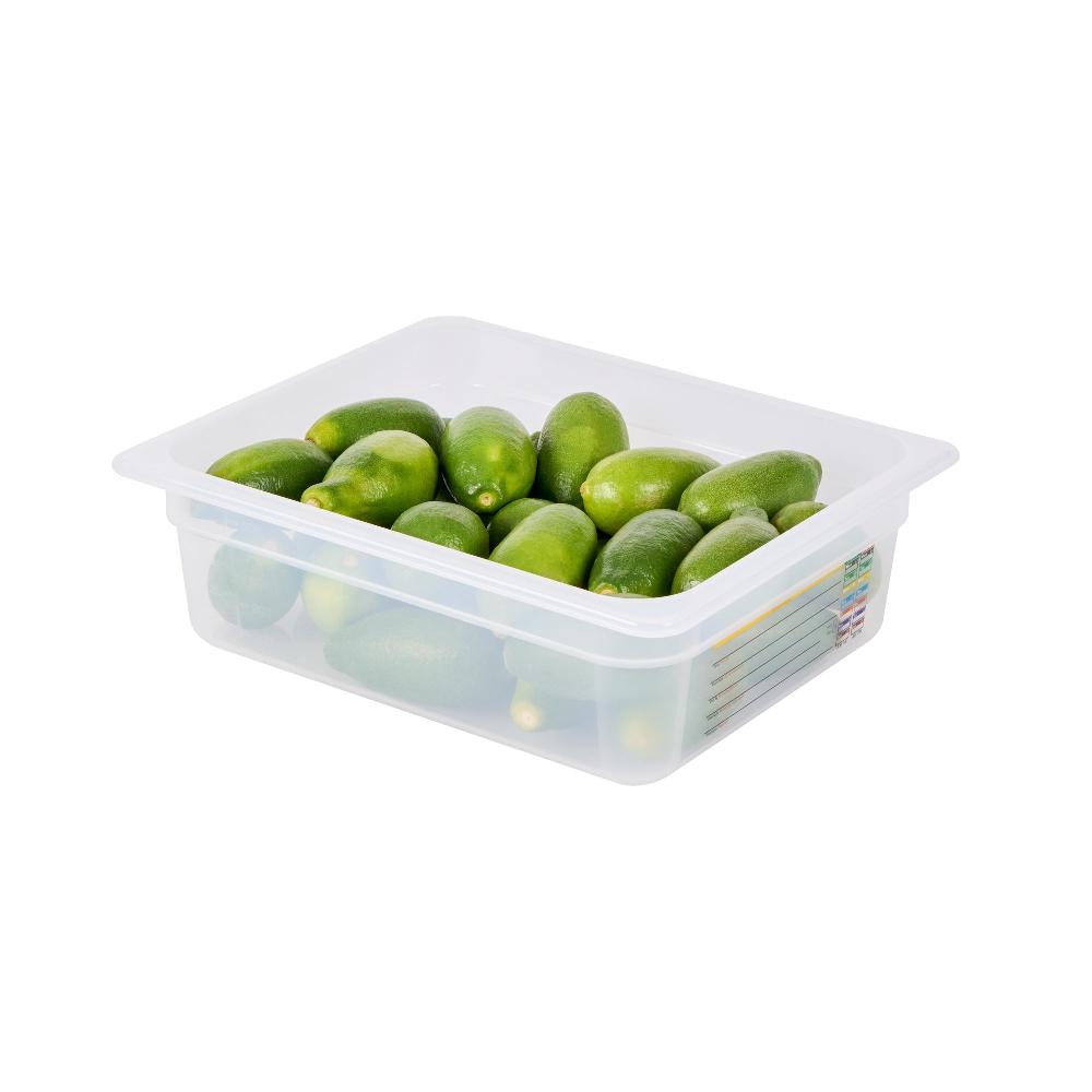 restaurantware Met Lux Rectangle White Polypropylene Half Size Food Pan - 4" Deep with Label - 10 count box