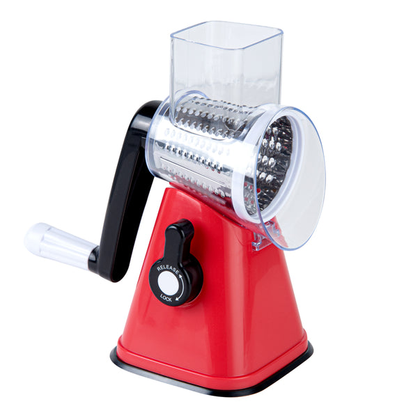 Restaurantware Met Lux Red Rotary Cheese / Vegetable Grater - With 3 Blades - 1 Count Box