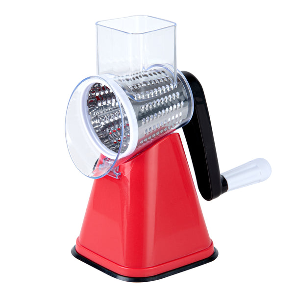 Restaurantware Met Lux Red Rotary Cheese / Vegetable Grater - With 3 Blades - 1 Count Box