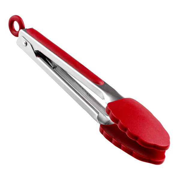 Restaurantware Met Lux Red Stainless Steel Kitchen Tong - Scalloped - 9" X 1 1/2" X 1" - 1 Count Box