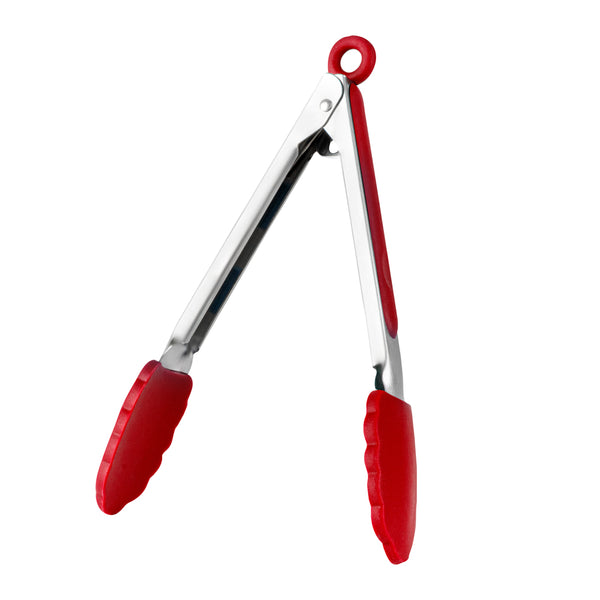 Restaurantware Met Lux Red Stainless Steel Kitchen Tong - Scalloped - 9" X 1 1/2" X 1" - 1 Count Box
