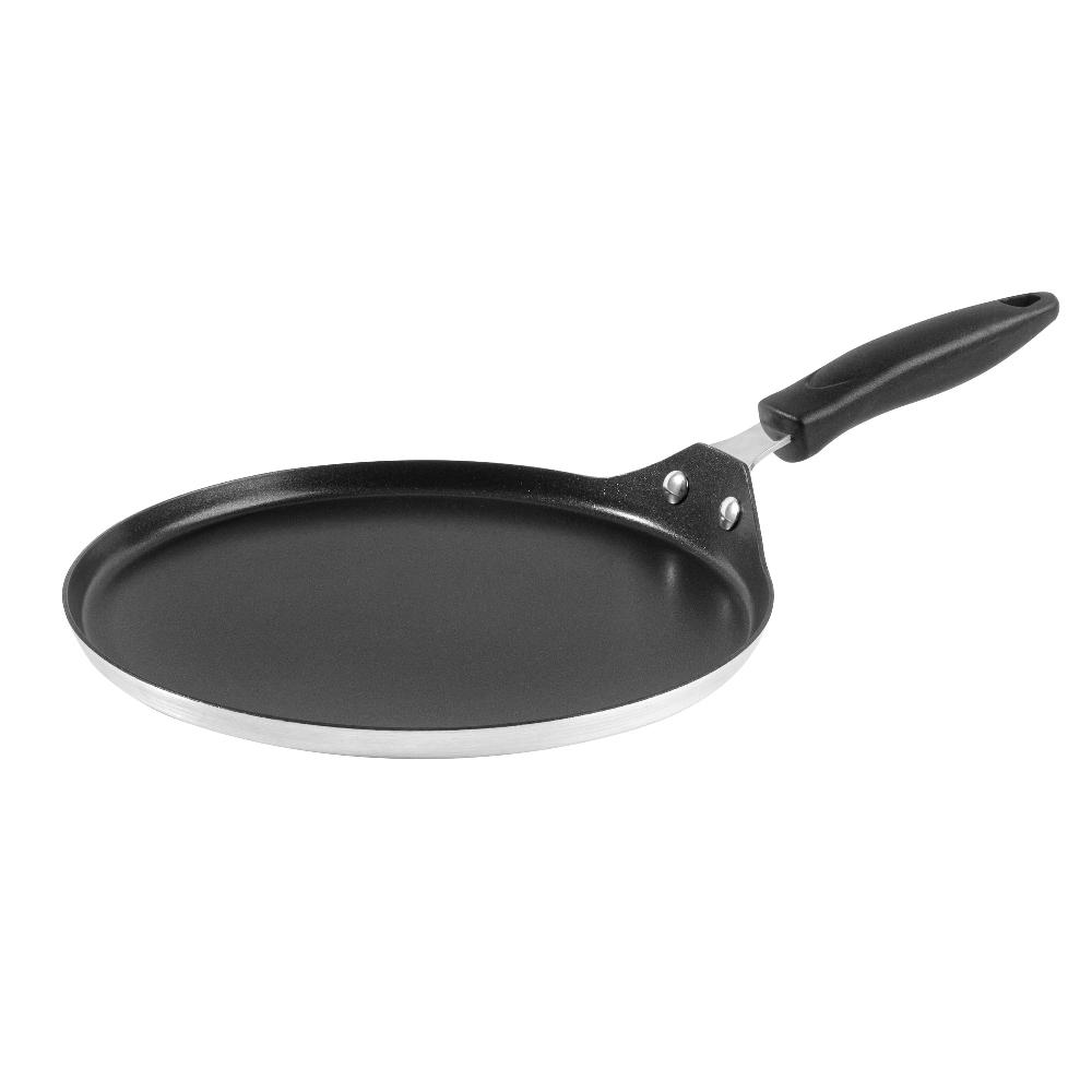 restaurantware Met Lux Round Aluminum Griddle - Non-Stick with Bakelite Handles - 10" - 10 count box