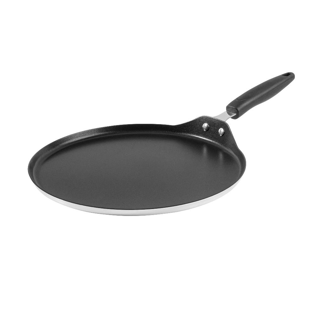 restaurantware Met Lux Round Aluminum Griddle - Non-Stick with Bakelite Handles - 12" - 10 count box