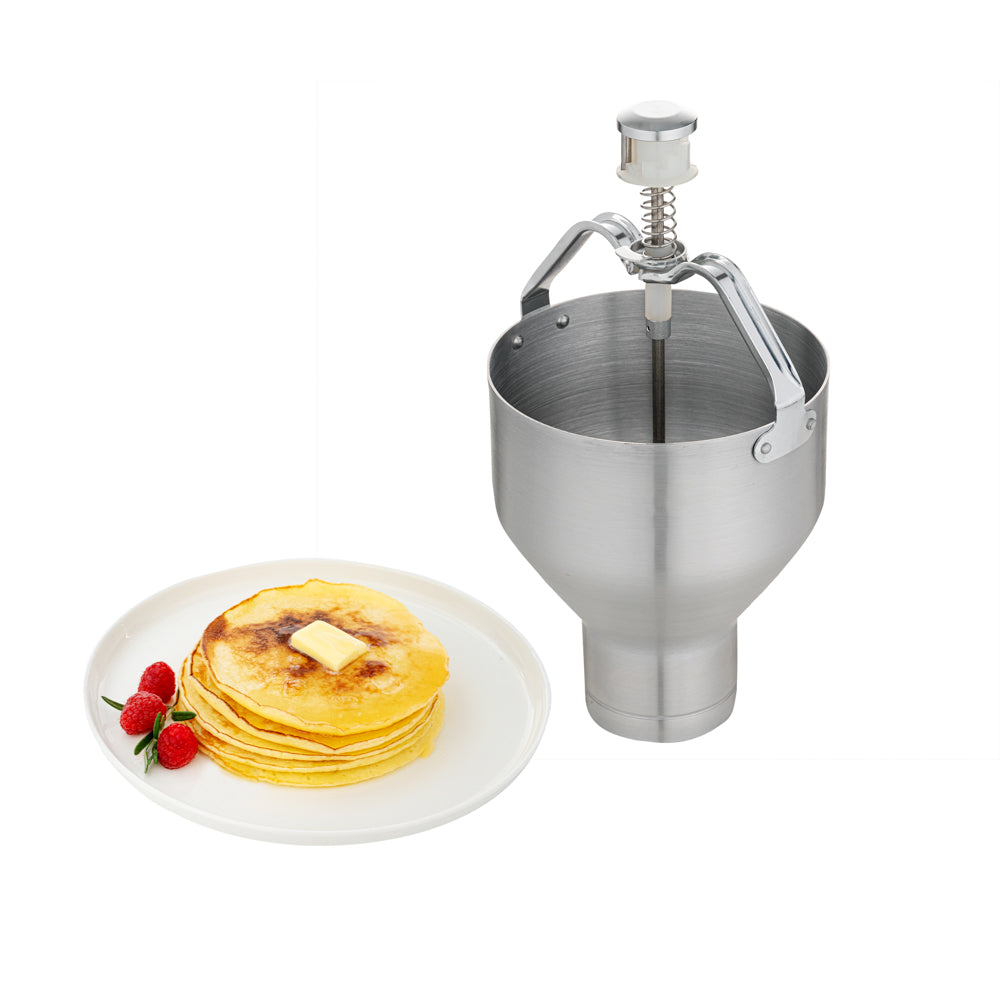restaurantware Met Lux Round Aluminum Pancake / Waffle Batter Dispenser - 6 1/2" x 6 1/2" x 13" - 1 count box