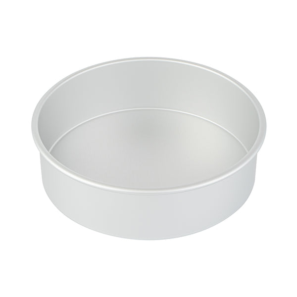 Restaurantware Met Lux Round Aluminum Straight-Sided Cake Pan - 10" X 10" X 3" - 12 Count Box