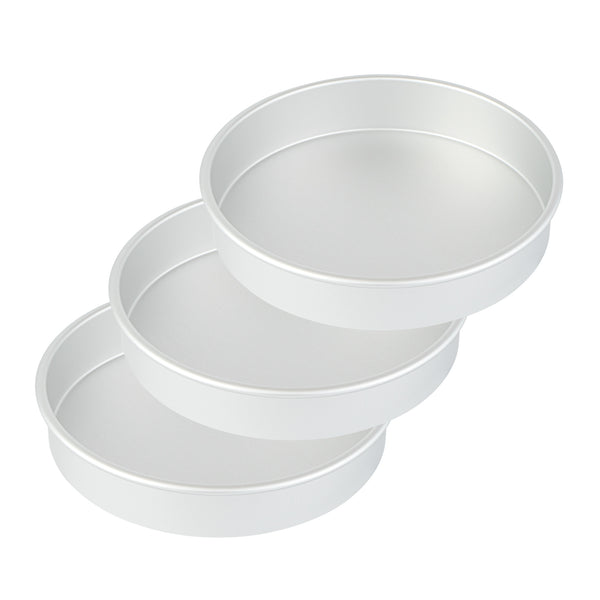 Restaurantware Met Lux Round Aluminum Straight-Sided Cake Pan - 10" X 10" X 2" - 12 Count Box