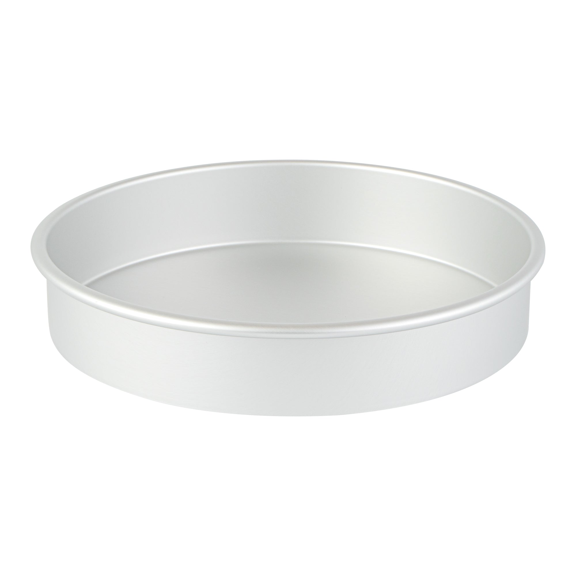 restaurantware Met Lux Round Aluminum Straight-Sided Cake Pan - 10" x 10" x 2" - 12 count box