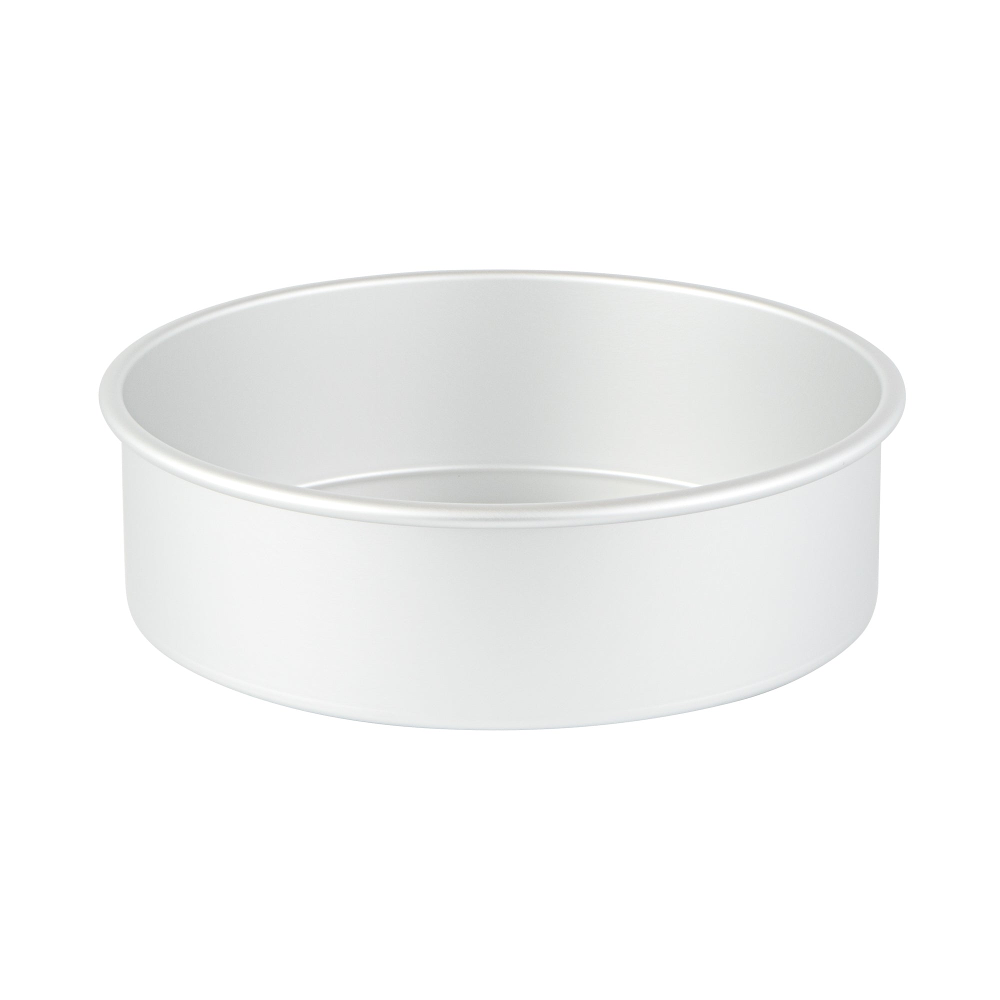 restaurantware Met Lux Round Aluminum Straight-Sided Cake Pan - 10" x 10" x 3" - 12 count box
