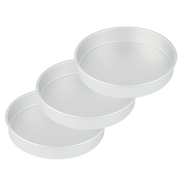 Restaurantware Met Lux Round Aluminum Straight-Sided Cake Pan - 11" X 11" X 2" - 12 Count Box