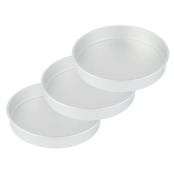 Restaurantware Met Lux Round Aluminum Straight-Sided Cake Pan - 12" X 12" X 2" - 12 Count Box