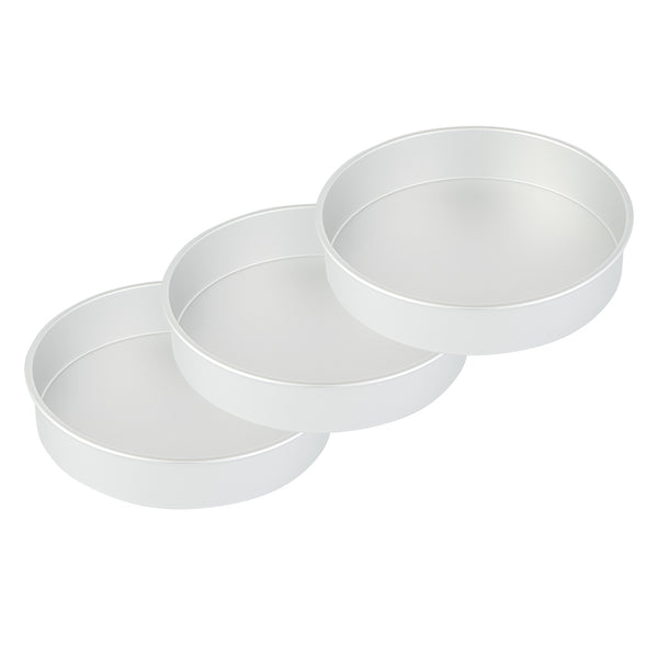 Restaurantware Met Lux Round Aluminum Straight-Sided Cake Pan - 14" X 14" X 3" - 12 Count Box