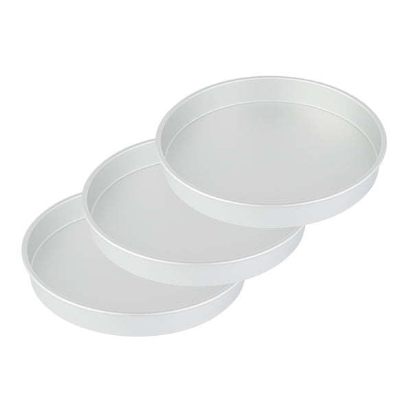 Restaurantware Met Lux Round Aluminum Straight-Sided Cake Pan - 14" X 14" X 2" - 12 Count Box