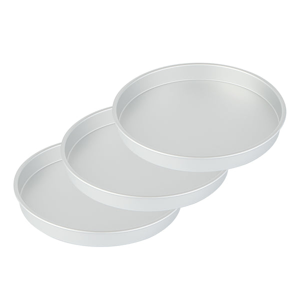 Restaurantware Met Lux Round Aluminum Straight-Sided Cake Pan - 16" X 16" X 2" - 12 Count Box